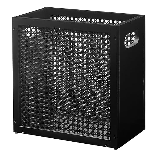 TIOPGHAD Small-Wicker-Waste-Basket-Trash-Can 3 Gallon/11.6 L Bamboo Mini Rattan Wastebasket Garbage Can Trashcan Wood Trash bin for Bathroom Office Living Room(Black)