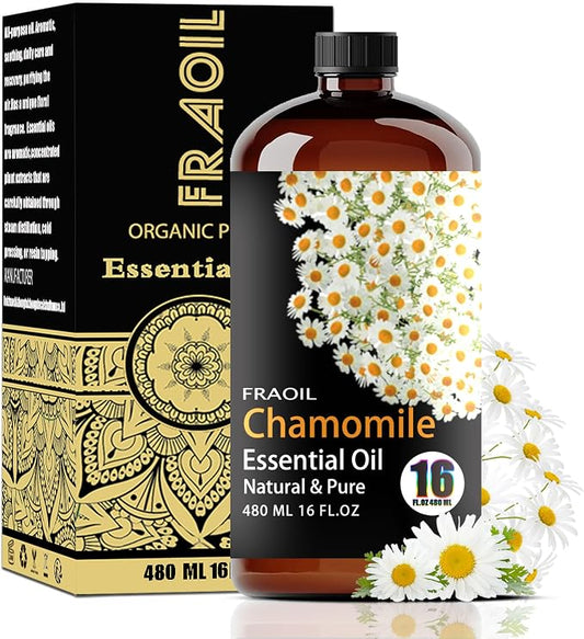 Chamomile Essential Oil, Chamomile Oil 16 Fl Oz 480 ML for Diffuser Humidifier Yoga Cleaning DIY Candle Soap Making Perfume Gift for Women Essential Oils FRAOIL (Chamomile 16 Fl Oz (Pack of 1))