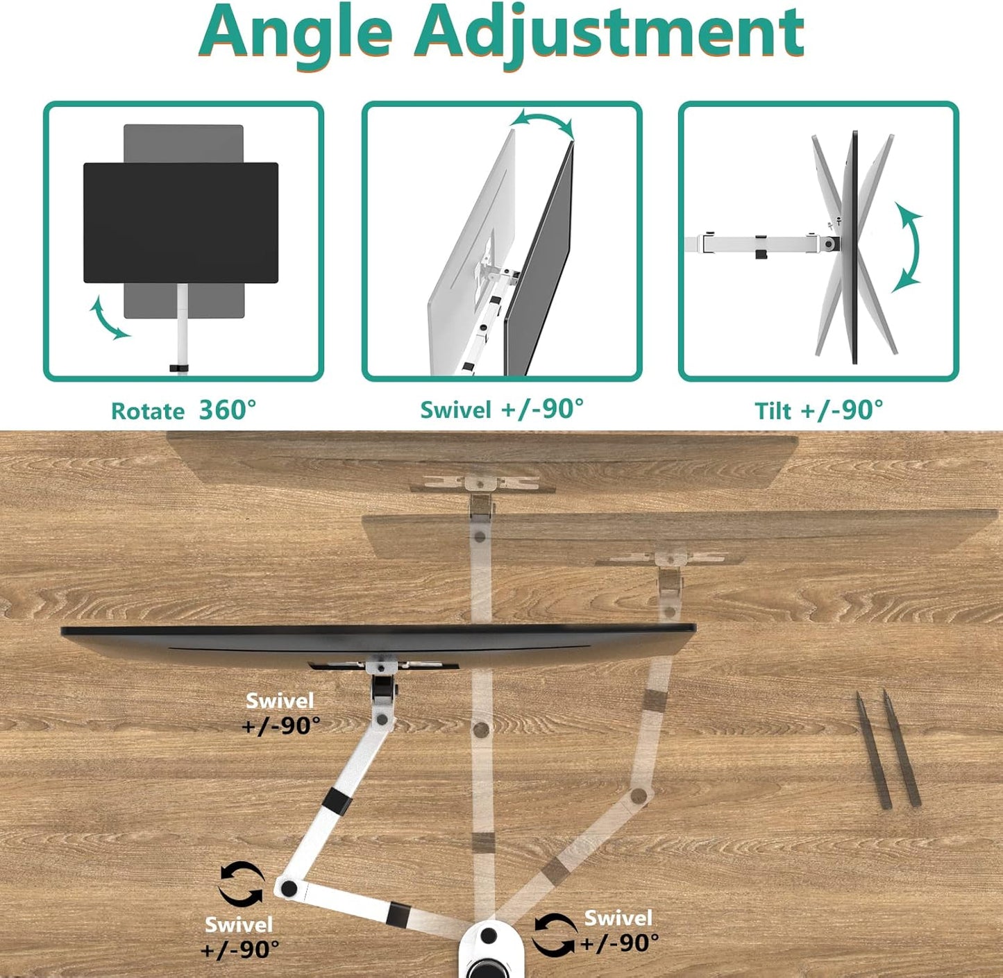 WALI Tall Monitor Stand Desk Mount, Single Extra Tall Monitor Arm Bracket for Computer Screen up to 32 inch, 22lbs (M001XL-W), White