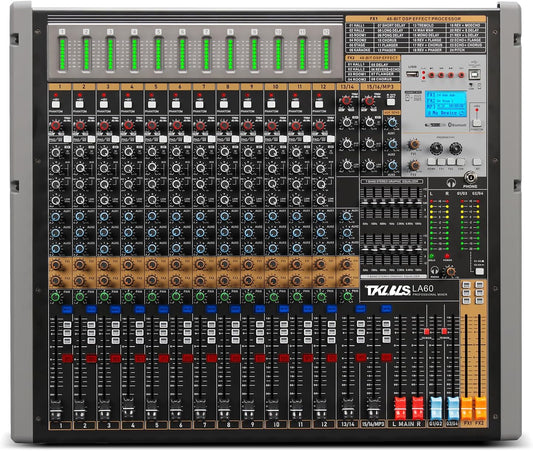 Digital Mixer 16 Channel,Sound Board Mixing Console, Dual DSP Reverb, Dual 7-Band EQ, 48V Phantom Power, 4 Group Stereo Output Input, PAD