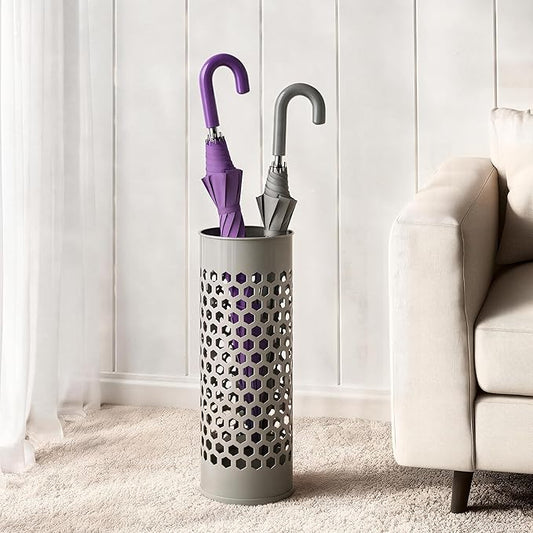 Concepts 21 inch Heavy Duty Metal Umbrella Stand - Durable Storage Holder for Umbrellas - Indoor and Outdoor Use - Stylish and Modern Organizer for Entryways. (Warm Gray)