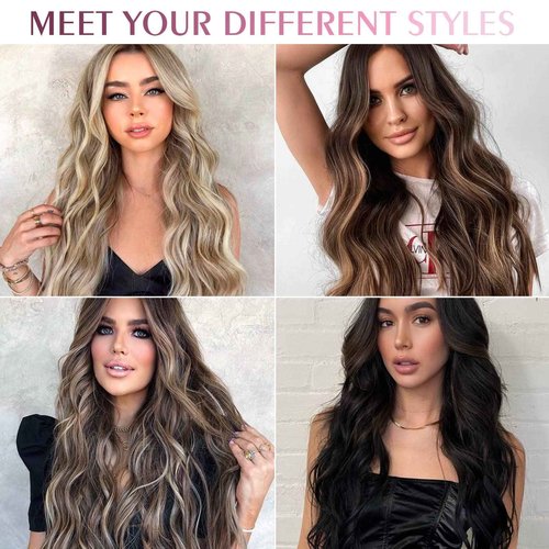 Fimislosion Real Hair Extensions Clip in Human Hair, Seamless Clip in Hair Extensions Real Human Hair, 20 Inch Clip ins extensions for women, Balayage Dark Brown to Middle Brown 120G 7Pcs