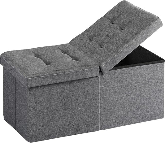 30-INCH Ottoman with Storage, Footrest Storage Bench, End of Bed Bench Coffee Table for Living Room, Bedroom, Entryway (Gray)