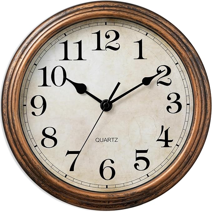 Wall Clock, Vintage Battery Operated, Retro Silent Non Ticking Decorative Clocks for Home Kitchen School Living Room