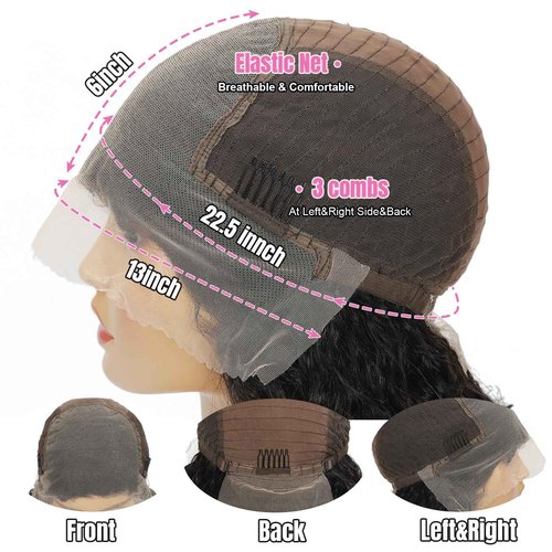 Ksflaae Water Wave 13x6 Lace Front Wigs Human Hair Pre Plucked 180% Density HD Transparent Water Wave Lace Frontal Wigs Human Hair for Women Curly Lace Front Wigs Natural Color 26 Inch