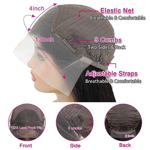 Body Wave Lace Front Wigs Human Hair 13x4 HD Transparent Lace Frontal Wigs Human Hair for Women Brazilian Virgin 200% Density Glueless Wigs Human Hair Pre Plucked with Baby Hair Natural Black 20 Inch