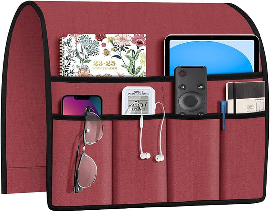 Joywell Armrest Organizer Remote Holder for Recliner Armchair Caddy Couch Sofa Arm Chair Caddie with 6 Pocket Storage for Magazine, iPad, Phone, Spiced Coral