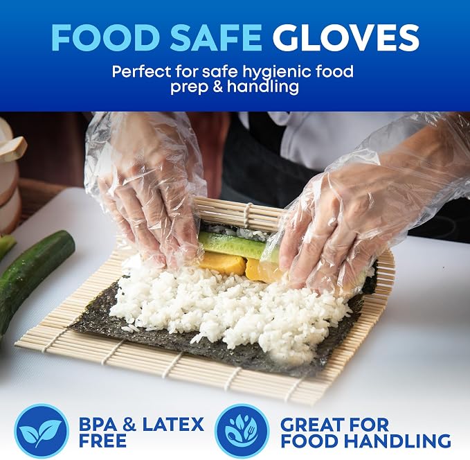 Disposable Food Service Gloves 600 Pack – Food Safe, BPA & Latex-Free HDPE – Food Prep Cryogenic Gloves Disposable, Kitchen Use, Serving & Crafts – Clear, Single-Use, Comfortable Fit