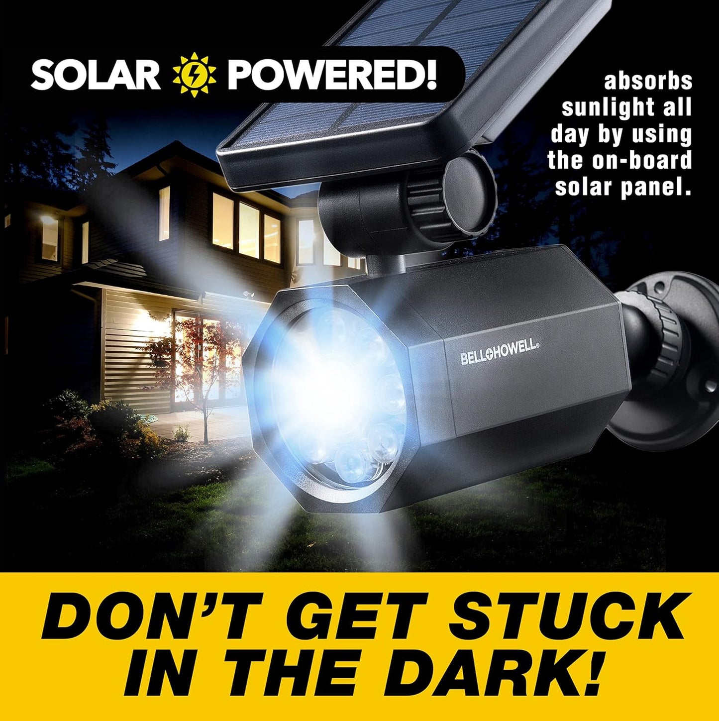 Bell+Howell Bionic Spotlight Motion Solar Spot Lights Outdoor Waterproof, Solar Landscape Lights, Outdoor Solar Yard Lights Weather Resistant, Super Bright LED Lights, for Garden, Lawn As Seen On TV