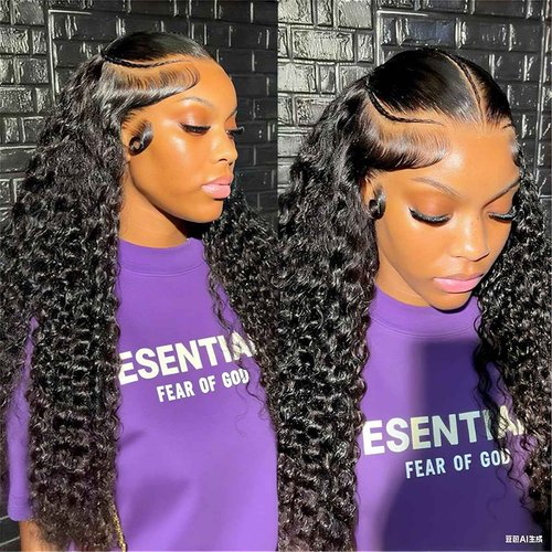 Burmese Curly Wig Human Hair Pre Braided Wig 13x6 Water Wave Lace Front Wigs Human Hair 180% Density Glueless Transparent Lace Frontal Wigs Pre Plucked for Black Women with Spiral End (22 Inch)