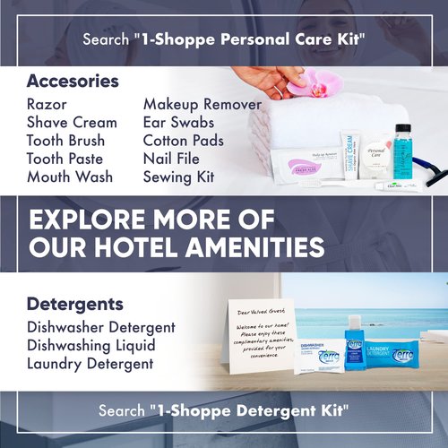 Terra Pure Spa Collection Bulk Set Toiletries | 1-Shoppe Amenities Kit for Hotels & Vacation Rentals | 0.85 oz Shampoo, Conditioner, Body Wash & Lotion | 80 Pieces
