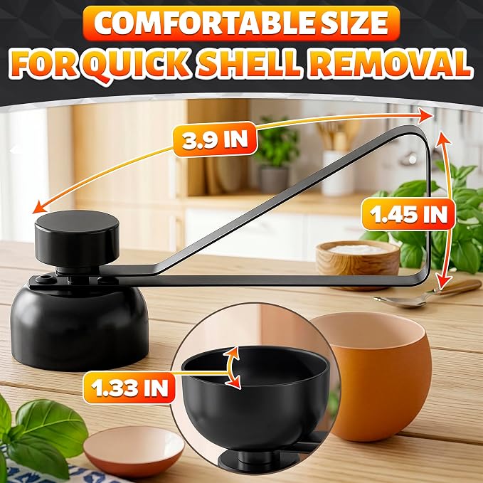 Egg Cracker Tool for Raw Eggs — Egg Shell Opener for Soft-Boiled Shell Tops, Stainless Steel Topper with Ergonomic Adjustable Effort — Clean Cut Design for Breakfast Prep, Custards, & Baking (Black)