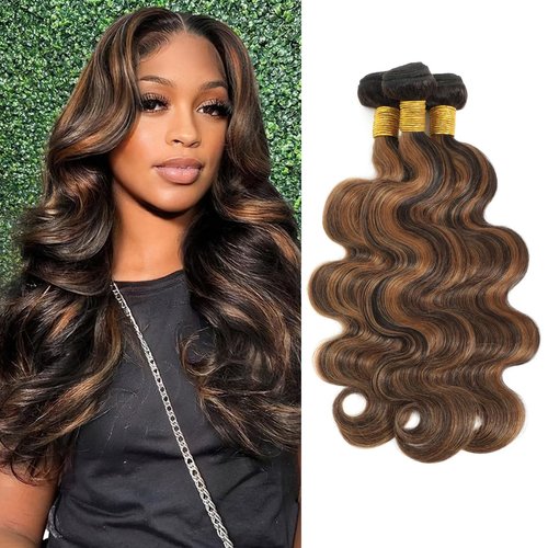 Ombre Human Hair Bundles P1/30 Body Wave Bundles Human Hair Highlight 3 Bundles 10 12 14 Inches 100% Unprocessed Brazilian Virgin Weave Human Hair Extensions
