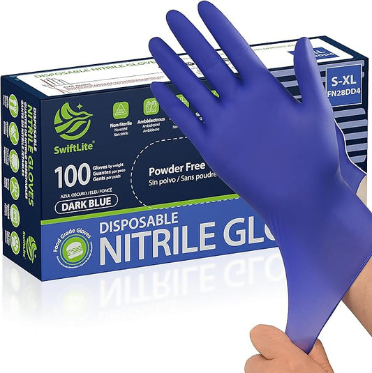 SWIFTLITE Disposable Nitrile Gloves, Food Safe, Latex-Free Powder-Free, Kitchen Rubber Gloves for Cooking and Cleaning
