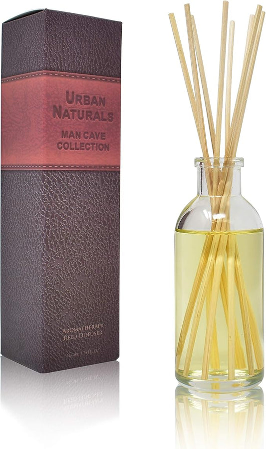 Urban Naturals Vetiver Home Fragrance Reed Diffuser Set | MAN CAVE: Vetiver, Oud, Warm Amber & Frankincense. an Elegant, Masculine Fragrance that Smells Like a Men's Cologne!