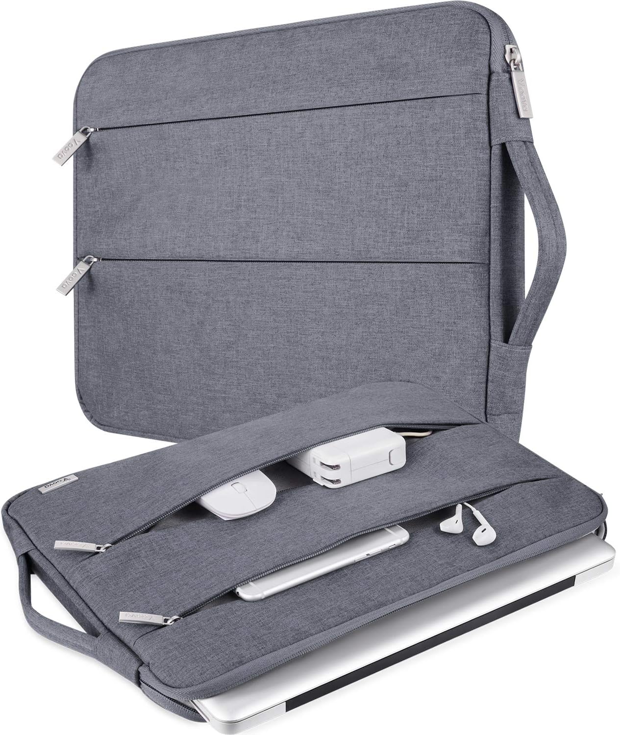 Voova Laptop Sleeve Carrying Case 15.6 16 Inch,Slim Computer Cover Bag Compatible with MacBook Pro 15/16, Dell xps 15,15-16 Inch HP Dell Asus Acer Laptop, Grey