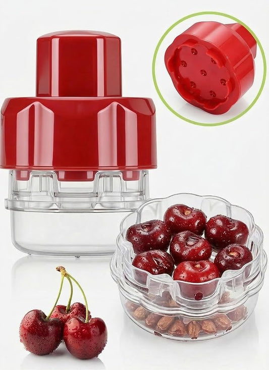 7-in-1 Cherry Pitter Tool - Portable Push-Down Cherries Seed Remover, No Handle Design for Kitchen, Picnics