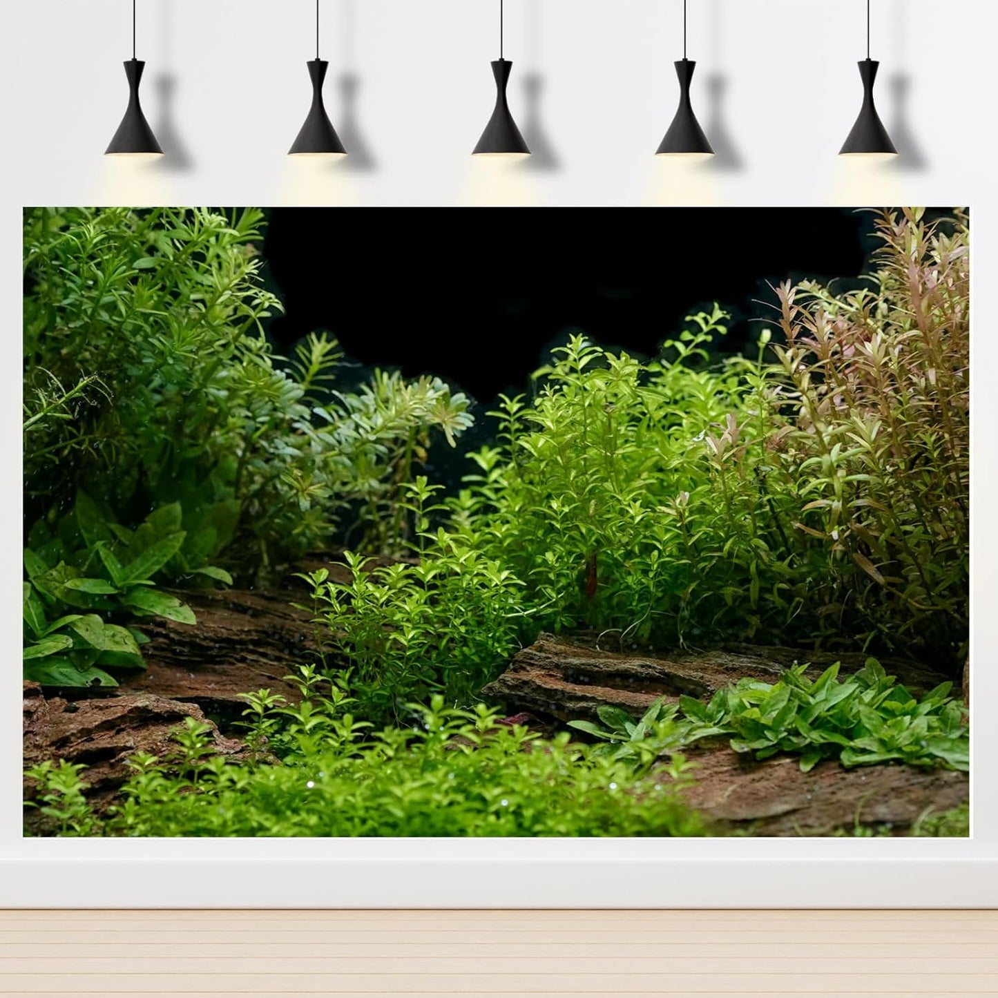 Aquarium Background Underwater Green Grass Leaves Stone Aquarium Backdrop Vivid and Fresh Green Aquatic Plant Stone River Bed and Lake Fish Tank Background Decor Vinyl 30x18in