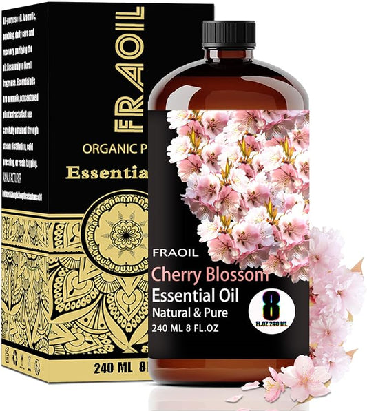 Cherry Blossom Essential Oil, Cherry Blossom Oil 8 Fl Oz 240ML for Diffuser Humidifier Yoga Cleaning DIY Candle Soap Making Perfume Gift for Women FRAOIL (Cherry Blossom 8 Fl Oz (Pack of 1))