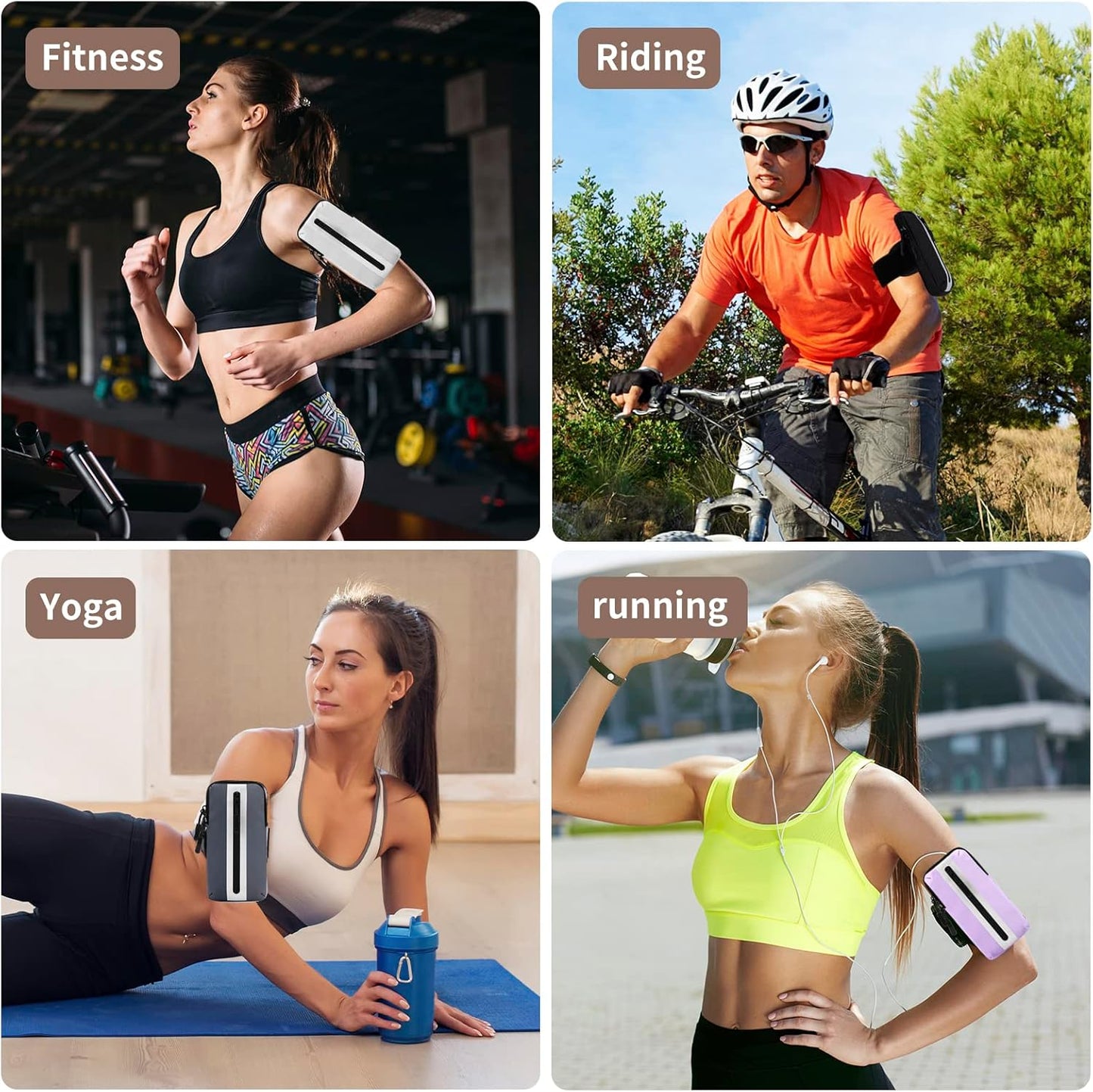 Running Phone Holder Armband, iPhone Arm Bands for Exercise, Running Arm Bands for Cell Phone, Phone Purse Cell Phone Holder for Walking (White)