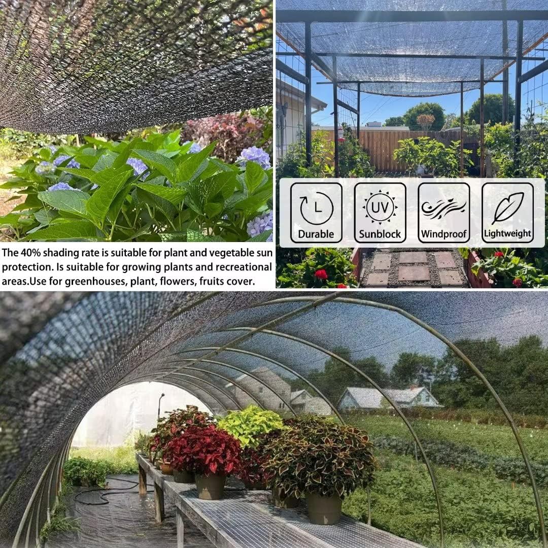 Shade Cloth for Garden Plants,10'x10' Shade Neting,40% Shade Cover for Plants Greenhouse Outdoor Pergola Lawn Sun Shade Cloths for Kennel Chicken Coop Easier to Hang Shade Net Cover