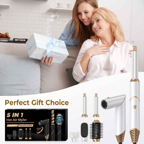 5 in 1 Blow Dryer Brush,Hair Dryer Brush with Detachable Air Styler,Negative Ionic Magic Hair Styler,Hot Air Brush for Women Volumizer,Straightener,Drying