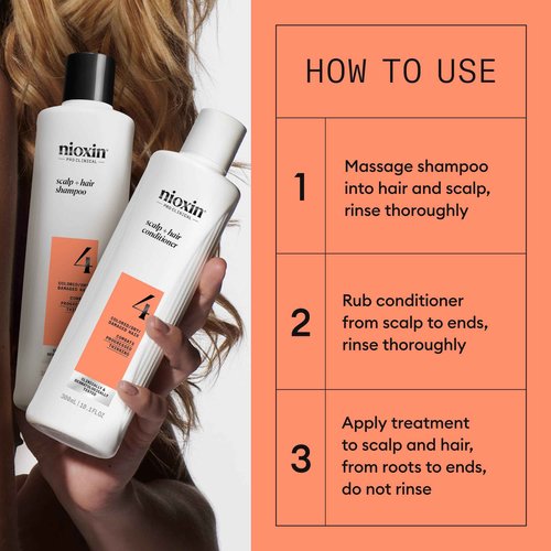 Nioxin System 4 Scalp Cleaning Shampoo and Therapy Conditioner Set for Color Treated Hair with Progressed Thinning