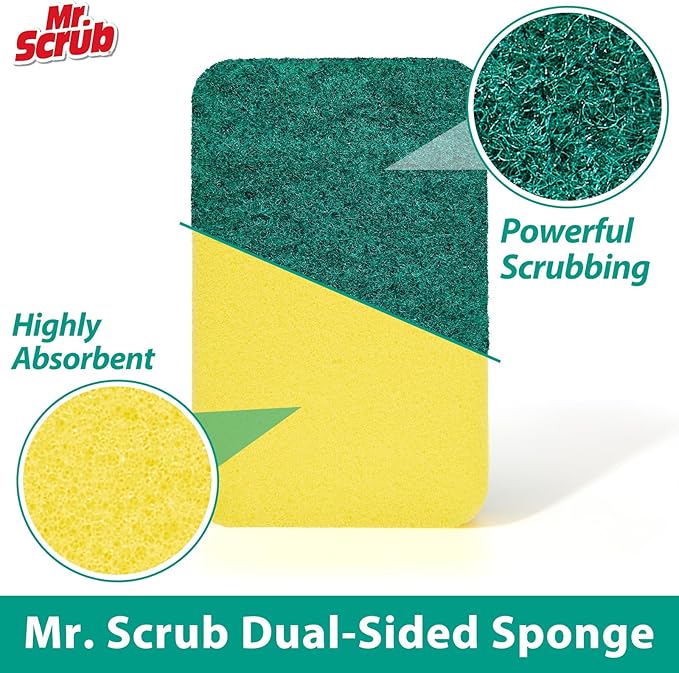Mr. Scrub Sponges Kitchen Scrub Dish Sponge Scouring Pad, 48 Pack Cleaning Brush Scrubber Supplies for Soap, Dishwashing Dinnerware Sets Pan Pot Towels Cloth Rags Holder Glass Dishwasher Sink Bathroom