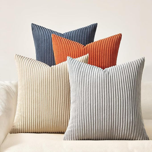 Topfinel Boho Couch Throw Pillows Pack of 4 Decorative 16x16 Inch Velvet Pillow Covers Blue and Yellow Farmhouse for Bed Accent Modern Pillowcase Sofa Livingroom Home Decor