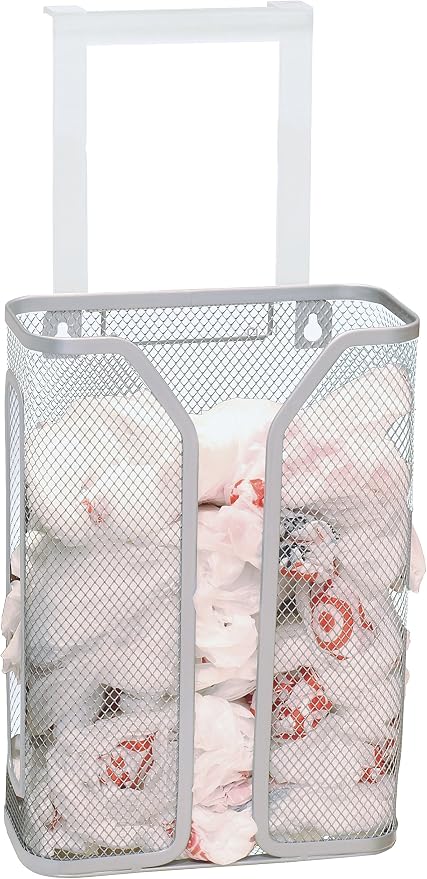 Deco Brothers Over The Cabinet Door Grocery Bag Holder, Silver