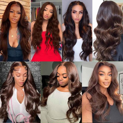 Fabimiya 24 26 28 Inch Human Hair Bundles Chocolate Brown 4# Body Wave Bundles Human Hair 100% Unprocessed Soft Sewn In Hair with Double Weft for Black Women