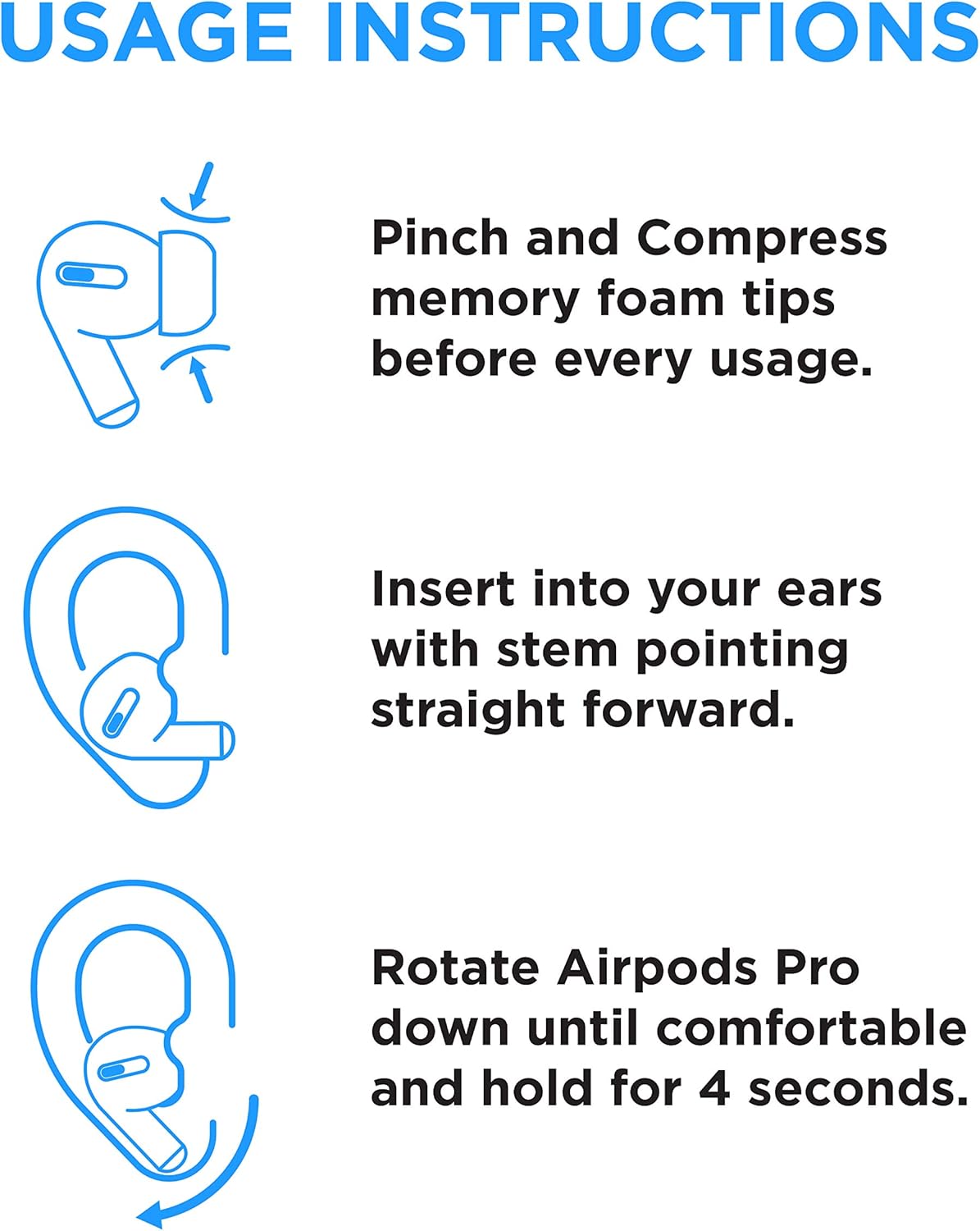 Foam Masters Memory Foam Ear Tips for AirPods Pro 1st & 2nd Gen | Comfortable | Secure | Better Noise Cancellation | Version 3.0 Replacement Buds (Large - 3 Pairs, Gray)
