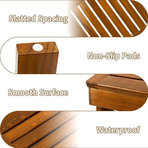 Utoplike Teak Shower Stool for Shaving Legs,Bamboo Shower Bench with Storage