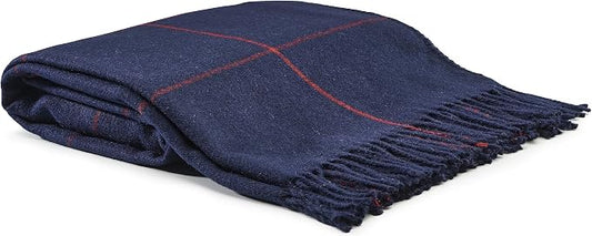 Arus Acrylic Highlands Collection Queen Size Tartan Plaid Design Throw Blanket Navy-Red, 60x80 inches