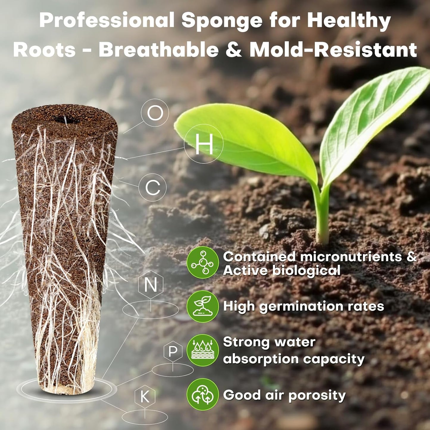 Ahopegarden 120pcs Hydroponic Pods Kit: Compatible with AeroGarden Herb Kits with 120 Grow Sponges; 120 Pods Lable, Highly Breathable - Indoor Garden Kit Supplies for Most Brands