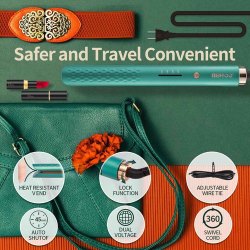 IBROO Infrared Flat Iron Hair Straightener, Ceramic Tourmaline Ionic 1 inch Keratin Coated Irons, 220 Volt Straight Iron for Women, Dual Voltage, Professional Curling Straightening Irons Comb, Green