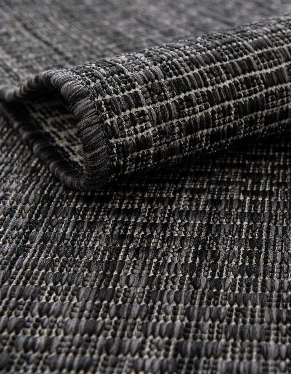 Unique Loom Outdoor Solid Collection Area Rug (10' Square Black/Ivory)