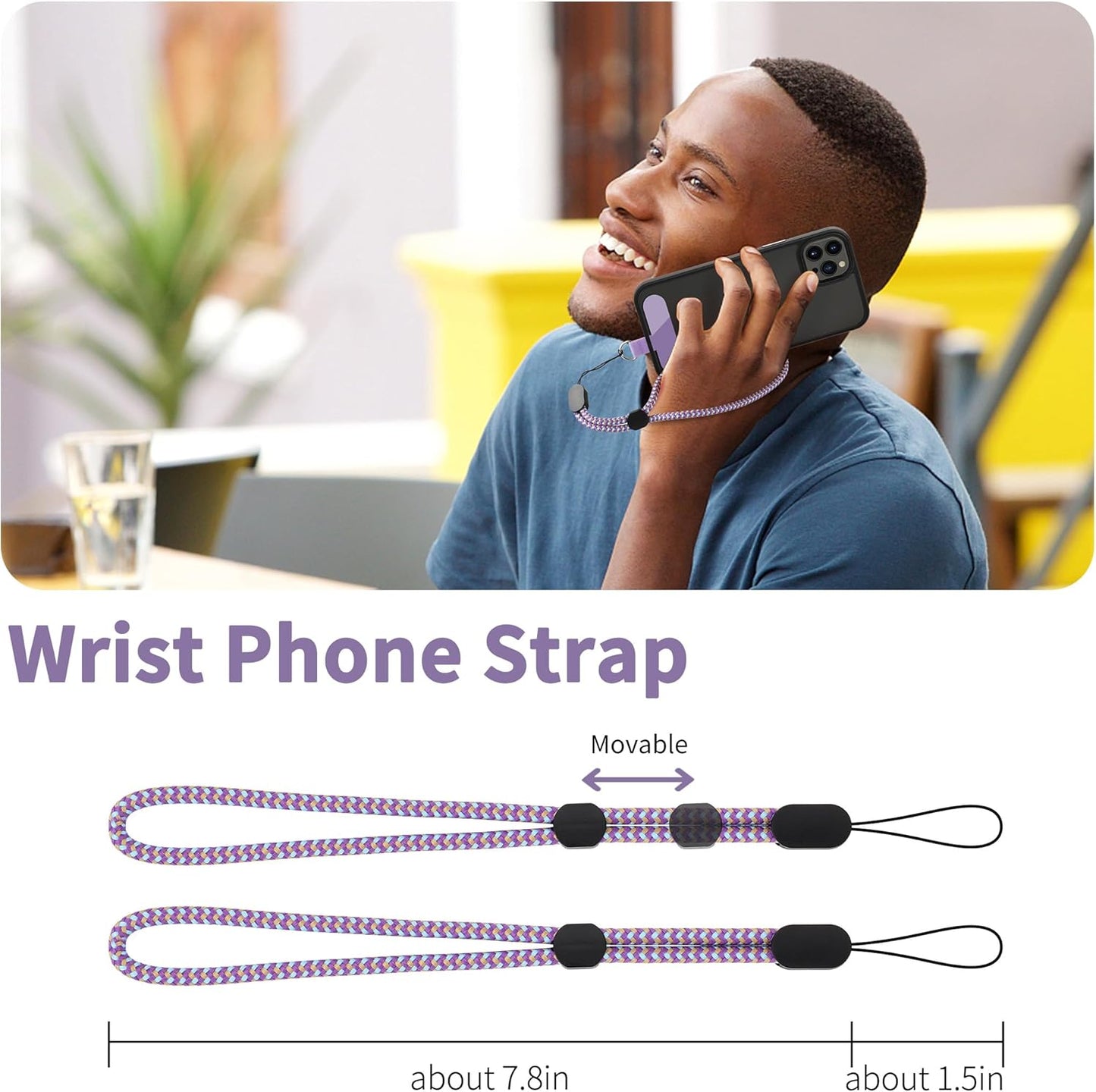 CACOE Cell Phone Lanyard Universal Crossbody Multifuctional Lanyard Compatible with Most Smartphones (Purple Blue, 30"（Neck Strap×1）+8""（Wrist Strap×1）)"