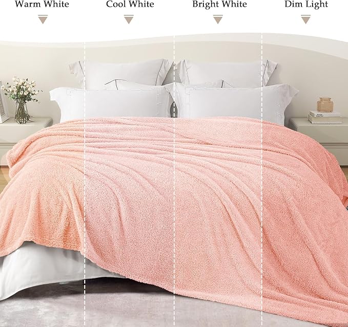 Exclusivo Mezcla Fleece King Size Bed Blanket, Ultra Soft, Lightweight and Fuzzy Light Pink Blanket for Women, Home Decor, 90x104 Inches