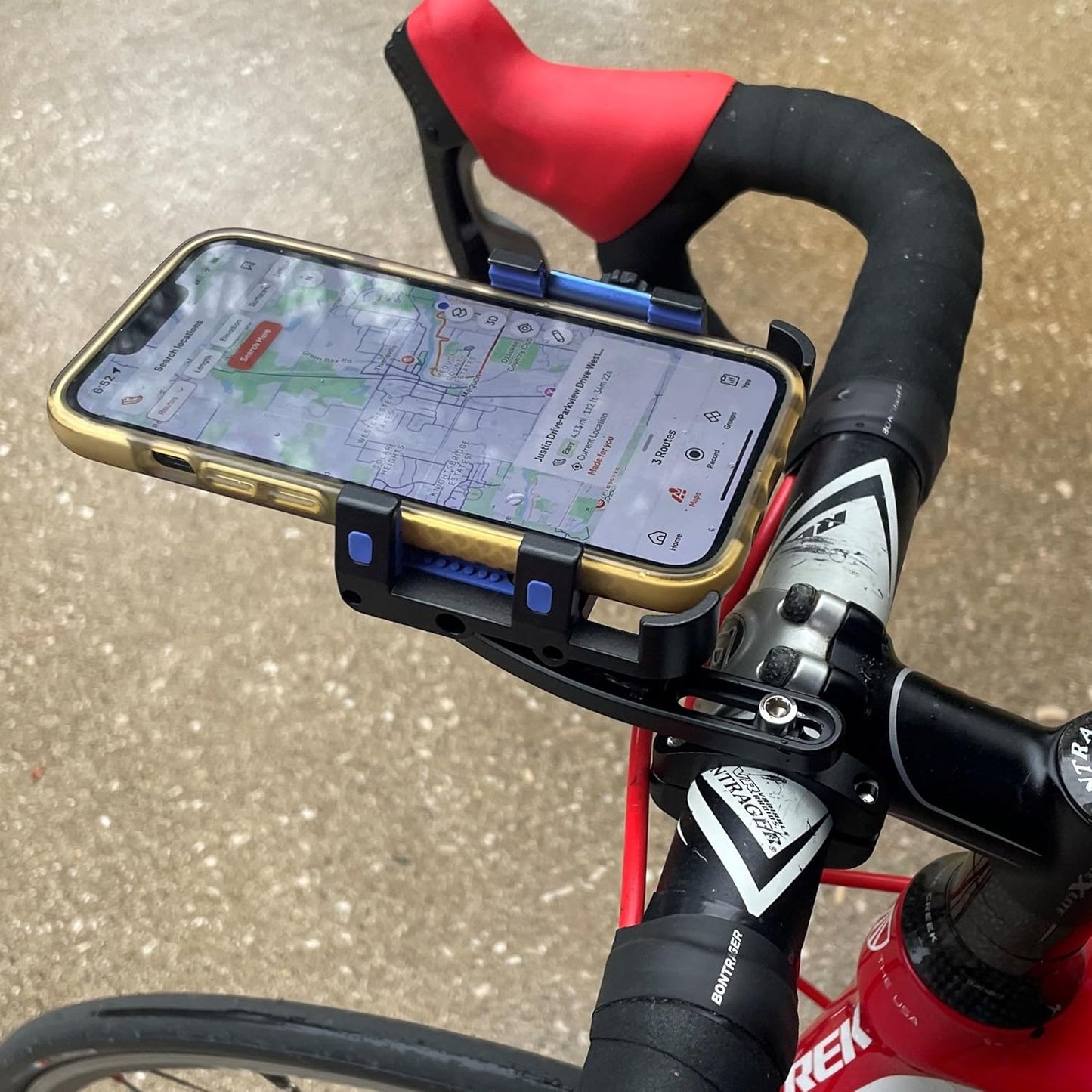 BiKase BiKGrip Bike Phone Holder with Computer Mount Garmin Compatible Bracket, Handlebar Cell Phone Clamp, for Any Phone 4.7" to 6.8"" Smartphones Made of 6061 Aluminum - Ebike"