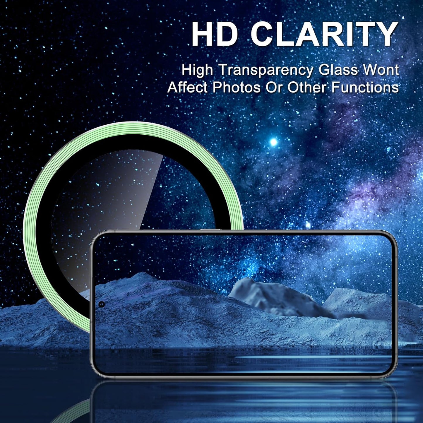 for Samsung Galaxy S25 Camera Lens Protector, Individual Metal Ring Tempered Glass Lens Cover, [Strong Adsorption] Scratch Resistant Ultra-Thin HD Clear Lens Cover, 1 Set-Green