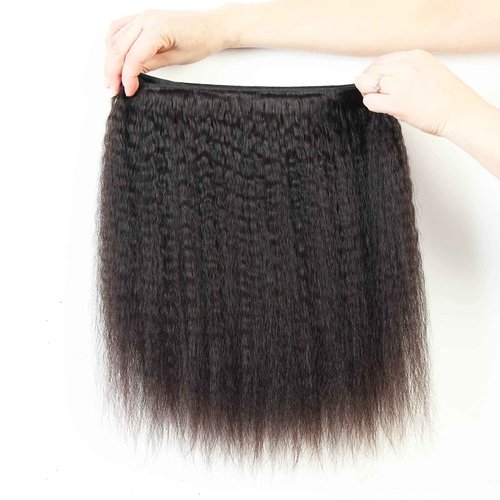 LINYINGYH Kinky Straight Bundles Human Hair Yaki Straight Bundles Weave 12 14 16 inch Real 100% Unprocessed Brazilian Remy Hair Extensions Natural Color 12a