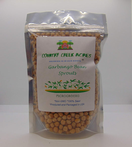 Garbanzo Bean Seed, Microgreen, Sprouting, 2 OZ, Non GMO - Country Creek LLC Brand - High Sprout Germination- Edible Seeds, Gardening, Hydroponics, Growing Salad Sprouts