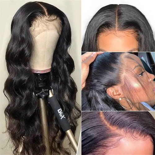 4x4 Lace Front Wigs Human Hair Pre Plucked with Baby Hair 150% Density 20 Inch Body Wave Brazilian Virgin Frontal Human Hair Wigs 4x4 Glueless HD Lace Closure Wig Human Hair for Women