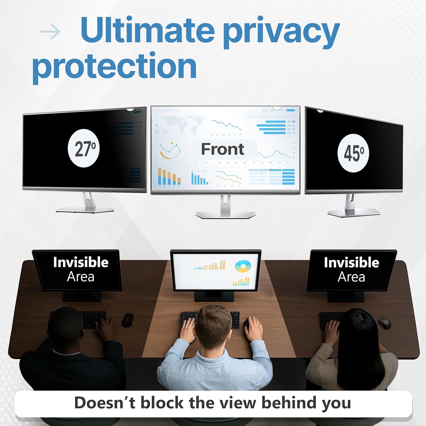 VINTEZ 21.5 Inch 16:9 Privacy Screen for Computer Monitor and Laptop - Anti Glare Protector Film Blue Light Filter Eye Protection - Computer Screen Privacy Shield, [1 Pack]