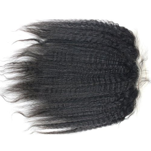 Dreambeauty 13×6" Transparent Full Lace Frontal Closure Kinky Straight Ear to Ear Free Part Unprocessed Brazilian Virgin Human Hair Extensions With Baby Hair Bleached Knots Natural Color (14 Inch)