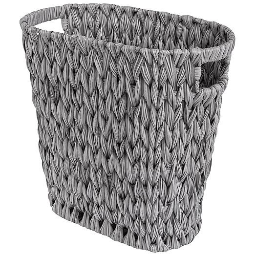 GRANNY SAYS Wicker Waste Basket - Waterproof, Space-Saving, 15L/4Gallon, Bathroom & Bedroom Trash Can