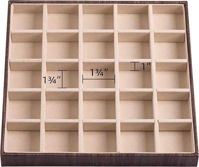 Frebeauty Earring Organizer Classic Jewelry Box 50 Slots Double Layer Jewelry Storage Case with 6 Necklace Hook and Bracelet Pocket(Tree Brown)