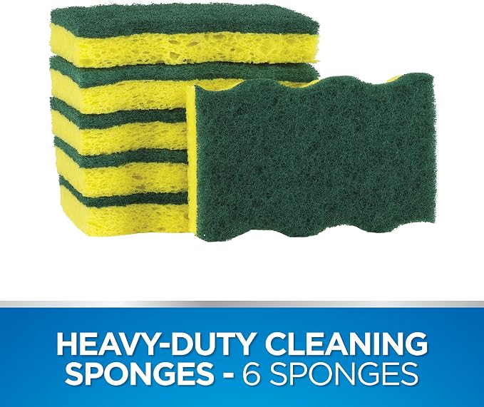 Dawn Heavy Duty Kitchen Dish Sponges, Green/Yellow (Pack of 6)