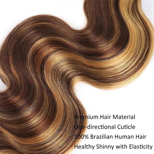 Fabimiya Water Wave P4/27 Human Hair Bundles 26 28 30 Inch Unprocessed Brazilian Virgin Hair Bundles P4/27 Human Hair Quick 11A Weave Hair Extension